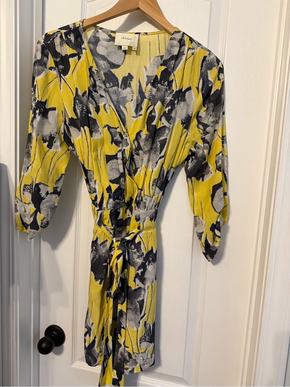 Elevenses Anthropologie Yellow Floral Wrap Romper XS